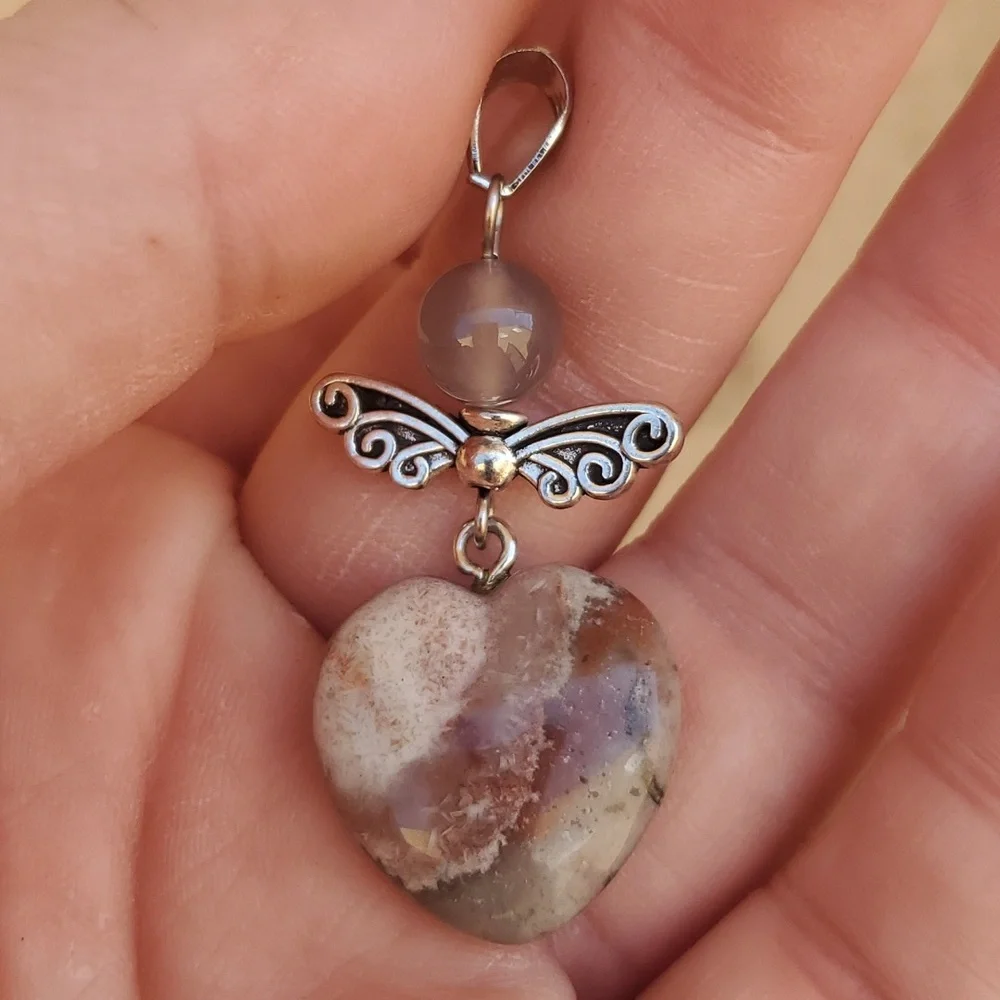 New Sliver Wing Ocean Jasper Heart Pendant.